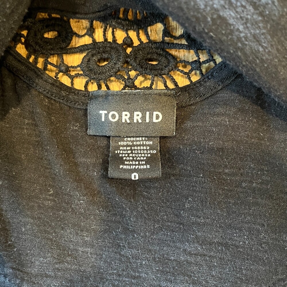 Torrid Black Tank Top Back Crochet Cotton L/12/0 Boho Summer Modal - Picture 8 of 8